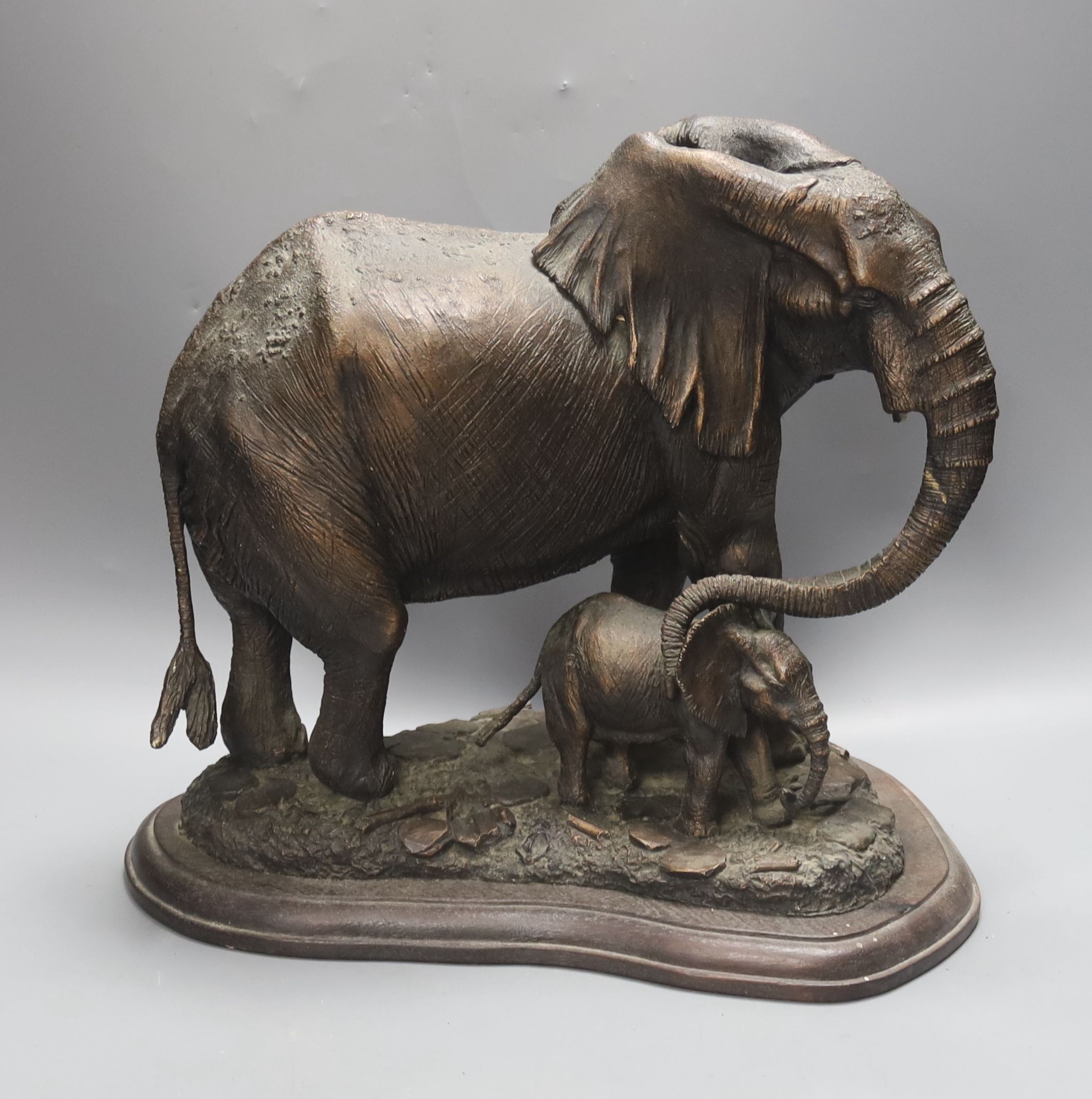 Tim Nicklin, bronzed composite, Elephant, 16/20, height 31cm (tusks missing), 30cm high